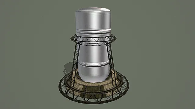 复古工业风桁架水塔（精致版）3D模型