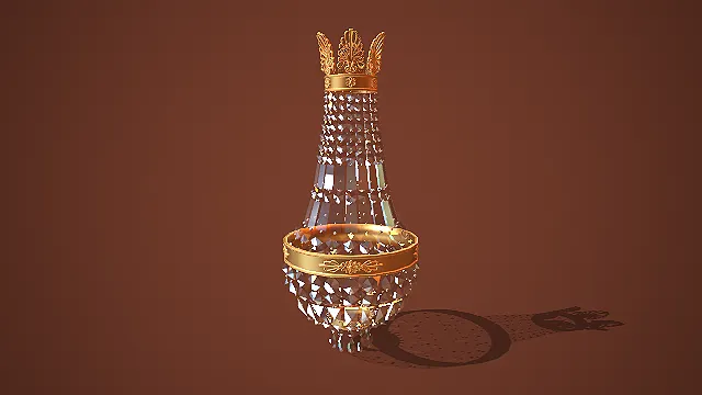 欧式宫廷金色雕花双层水晶瓶形吊灯场景装饰模型