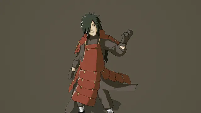 3D卡通风格红绿灰系忍者角色模型，创意设计（3D角色、卡通风格、日式动漫风，角色设计主题）