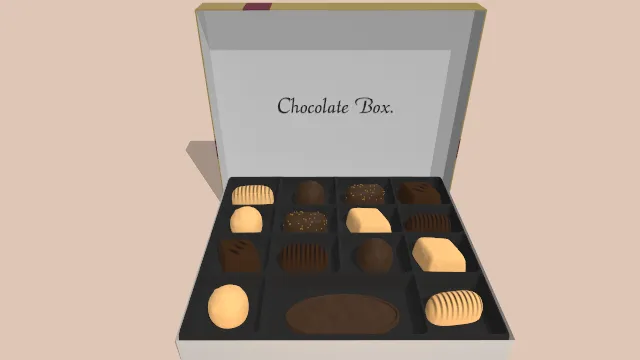 巧克力盒放有巧克力甜品糖果