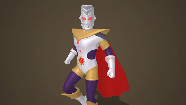 白紫金配色奥特之王角色模型带红披风