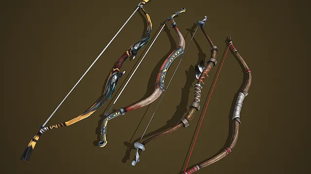 奇幻风多款式装饰弓箭套装 3D 模型