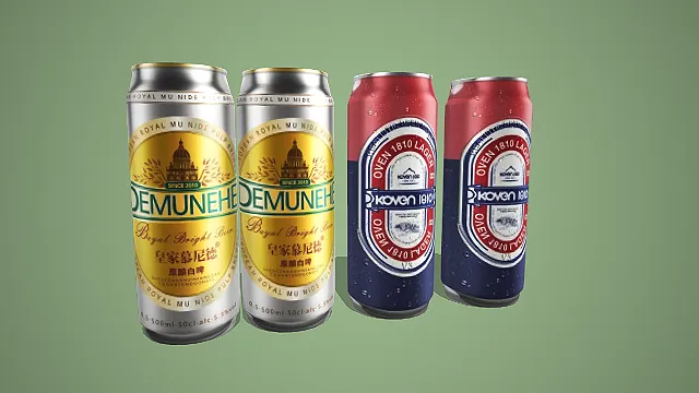 皇家慕尼德与 KOVEN 1810 啤酒罐装包装 3D 模型