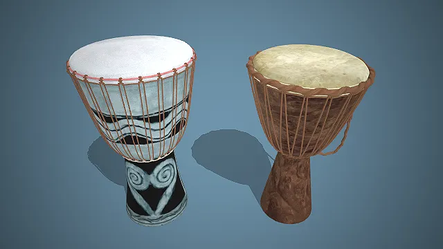 一个部落风格的3D非洲手鼓模型组合