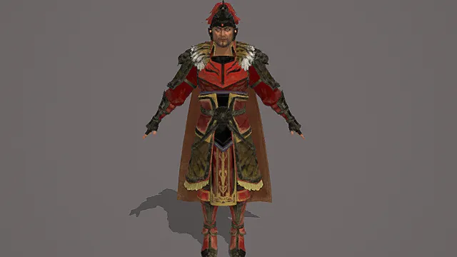 国风猛将风格男性角色模型