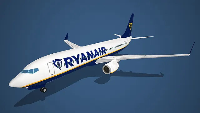 Ryanair 涂装白蓝黄民航客机 3D 模型