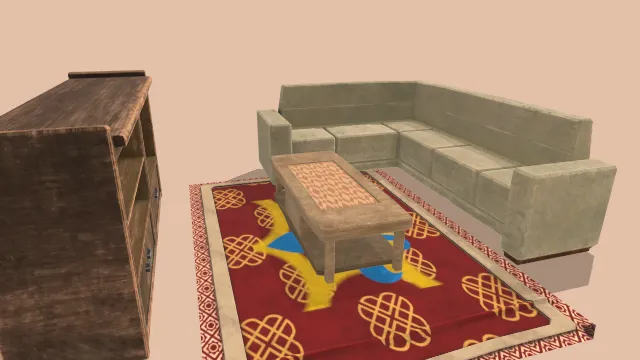 房间家具布局沙发桌子柜子场景