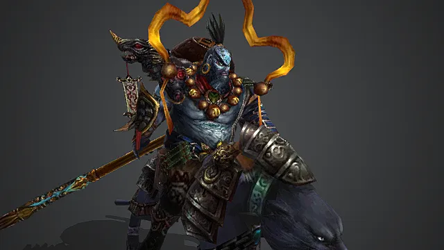 妖界莽原猎场玄甲兽骑妖将模型