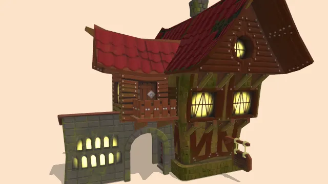 风格化的中世纪房屋建筑楼房