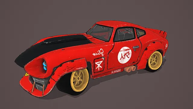 卡通风格竞速类改装赛车3D模型