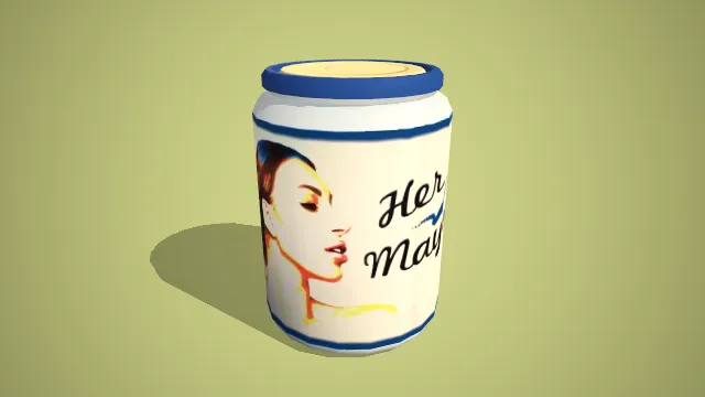 复古风优雅女性肖像蛋黄酱罐头 3D 场景装饰模型