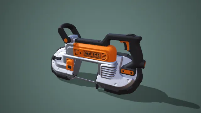 锂电带锯机 3D 低多边形切割工具模型