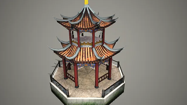 中式      凉亭      八角亭3D建模