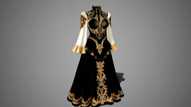 复古  宫廷风  华丽礼服  雕花装饰  奢华  镂空剪裁  巴洛克风格  