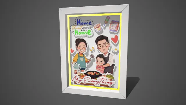 温馨  家庭主题  立体相框  可爱  卡通贴纸风格  手绘