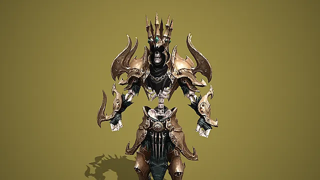 鎏金骨铠亡灵领主  战甲骷髅  亡灵领主建模  游戏模型  怪物