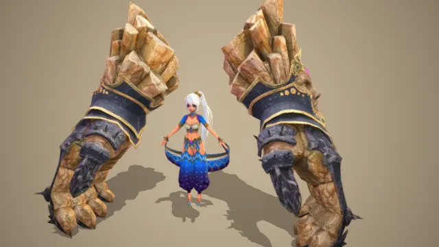 游戏角色  巨手  白发少女  战士  魔法攻击