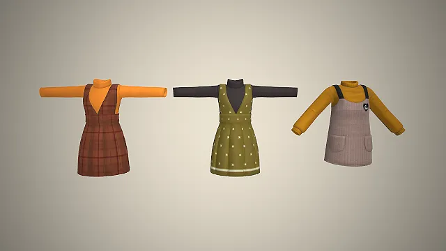 游戏服饰  背带裙  高领内搭  学院风