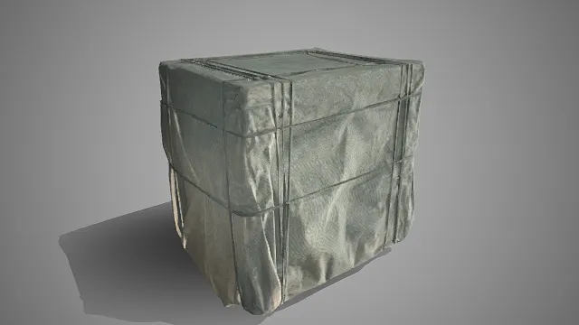 复古风格  货运包裹  方形箱体  灰调帆布  运输物品  包装特征  