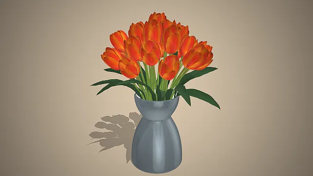 陶瓷花瓶  橙色郁金香花束  现代简约风  饱满花簇设计