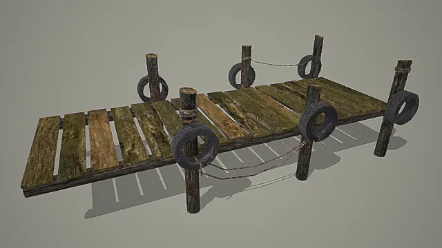 废土求生风格简易木桥模型