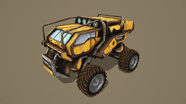 复古废土重型勘探车3D模型