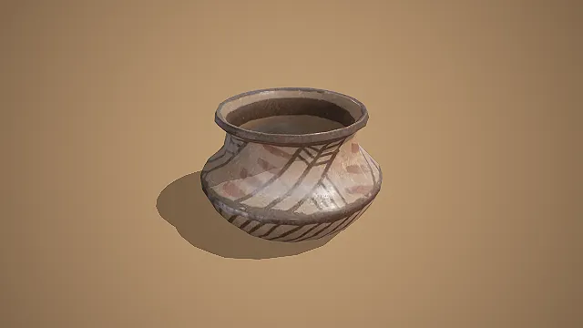 原始彩陶几何纹陶罐装饰摆件