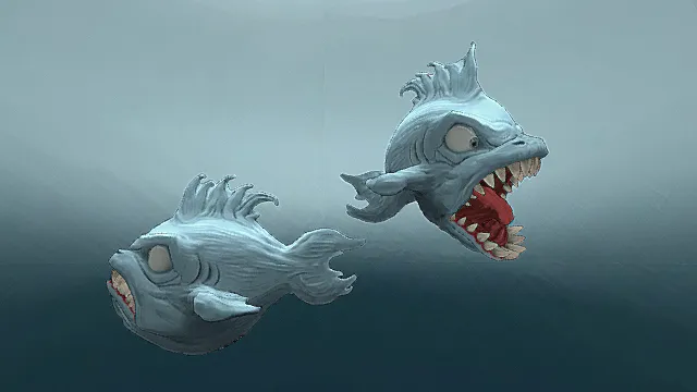 卡通风格奇幻凶勐食人鱼3D模型