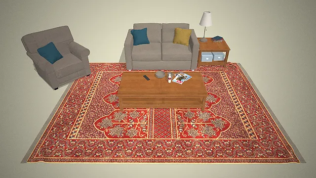 一个美式风格的客厅3D模型