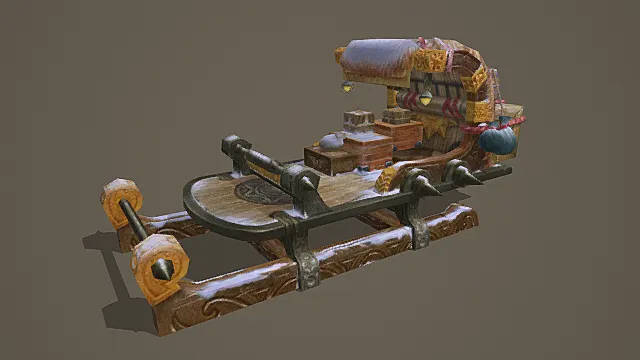 部落风雪载重雪橇游戏场景模型