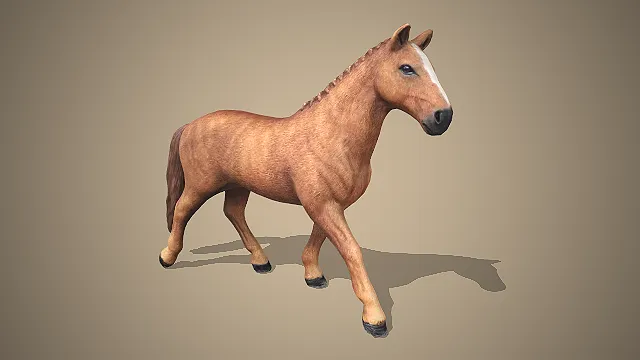 写实趣味马匹  浅棕皮毛质感  骑乘动物形象  游戏坐骑