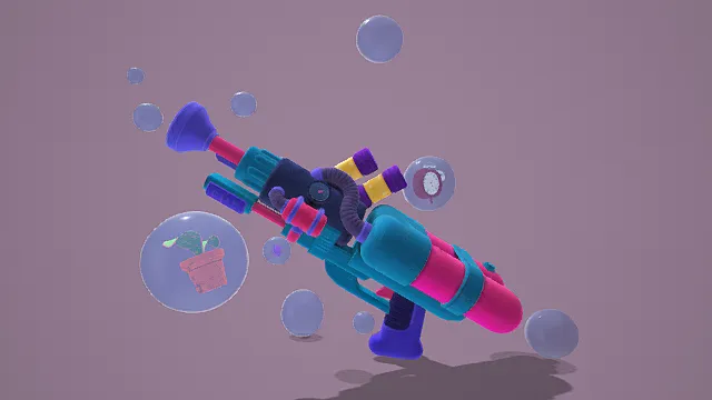 卡通风格奇幻泡泡枪3D模型