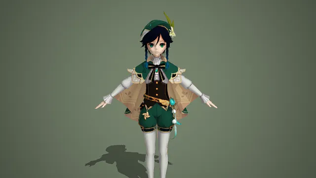 温迪_ 原神角色模型 3D卡通二次元游戏素材