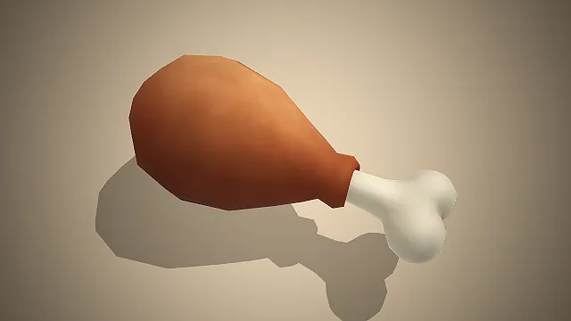 一个卡通风格的快餐小吃的烤鸡腿模型