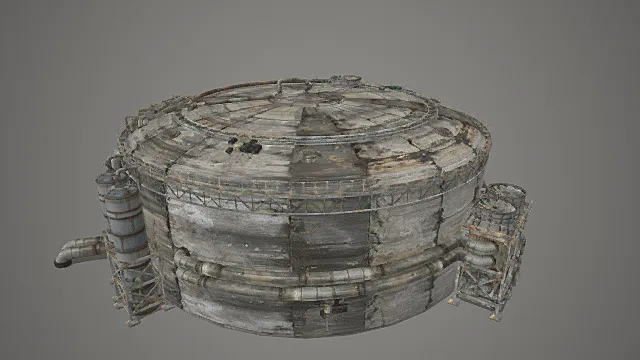 废土风格超大型储罐集群设施3D模型