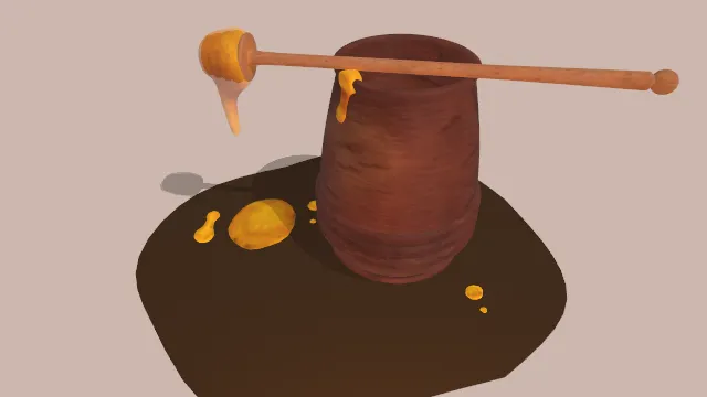 蜂蜜罐子带有舀的蜂蜜杆子