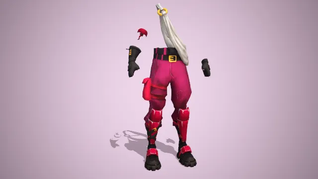 桃红色服装铁甲黑色手套白色绢布包裹