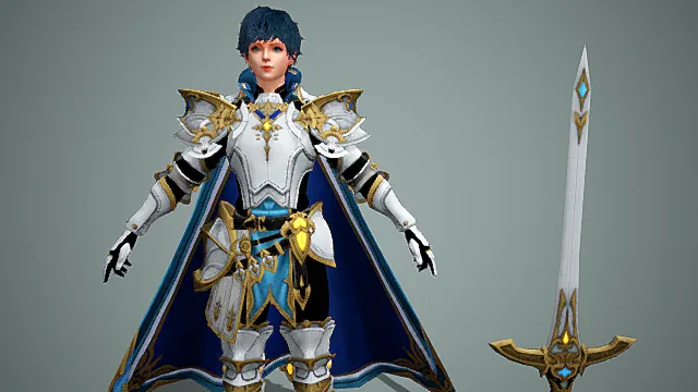 次世代卡通   中世纪骑士  游戏人物角色模型带武器