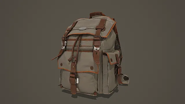 复古工装风帆布双肩包3D模型
