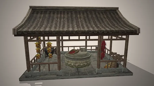 中式古风  农家晒棚  石磨工坊  乡村场景