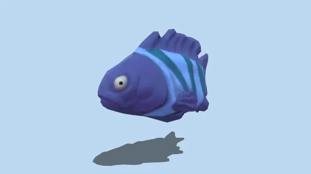 卡通风格化蓝色鱼海鲜海洋动物