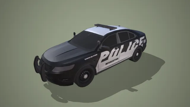 黑白斜纹福特拦截者警用轿车带前护杠 3D 模型