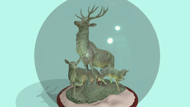 鹿群雪景球水晶球摆件模型动物