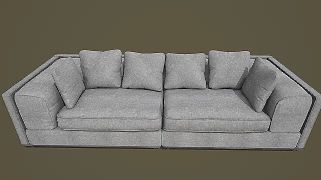 现代风格灰色布艺沙发3D模型