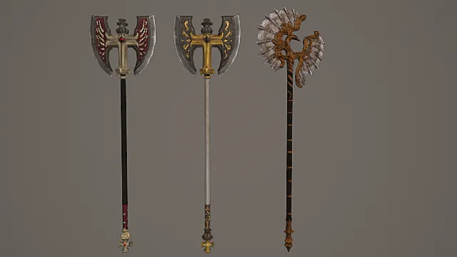 圣纹华丽巨斧套装游戏武器3D模型