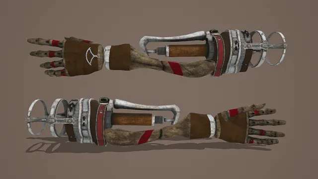 3D卡通风格机械战斗假肢模型，创意设计（3D假肢、卡通风格、科幻风，假肢设计主题）