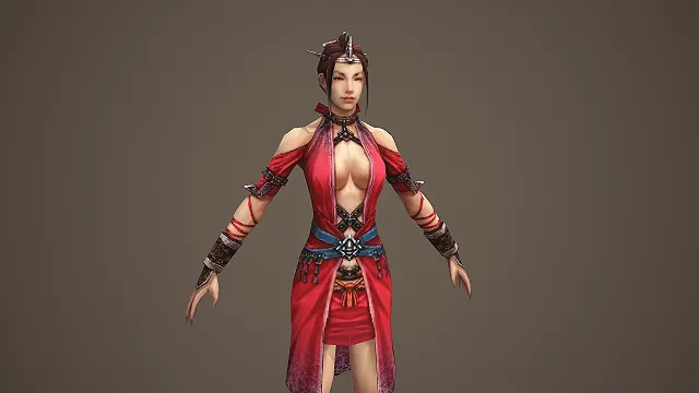红装露腰女刺客游戏角色模型
