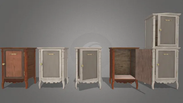 复古简单木质高低柜子矮桌家具