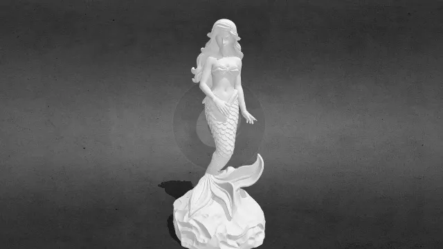 神话小美人鱼哥本哈根岩石雕像obj.obj