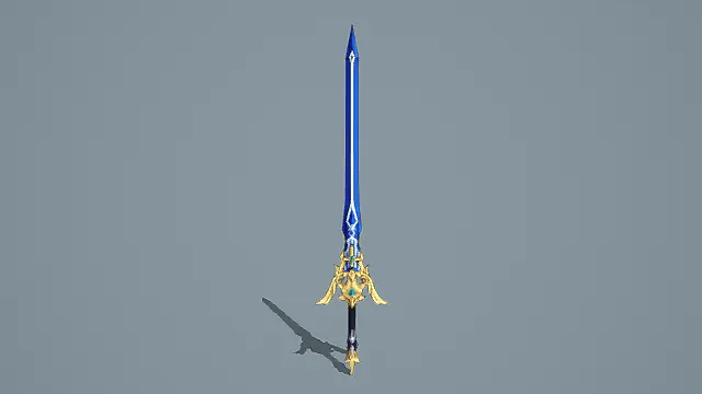 奇幻风格蓝金圣剑3D模型